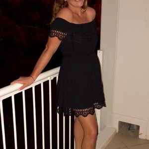 SHEIN off the Shoulder Contrast Dress